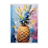 Zestia Beyaz Çerçeveli Tablo, Renkli Ananas Tropik Çizim, Mutfak Dekoru Poster No: 113365 70 x 100