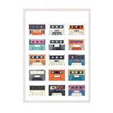 Zestia Beyaz Çerçeveli Tablo, Renkli Kaset Çizimi – Retro Tarz, Genç Odası Dekoru Poster No: 108055 70 x 100