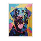 Zestia Beyaz Çerçeveli Tablo, Renkli Köpek Portresi – Pop Art, Genç Odası Dekoru Poster No: 112569 30 x 40