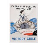 Zestia Beyaz Çerçeveli Tablo, Retro Kadın Afişi – Victory Girl, Ofis Dekoru Poster No: 108145 15 x 21