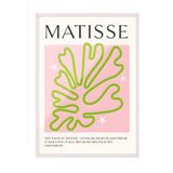 Zestia Beyaz Çerçeveli Tablo Yeşil Kontürlü Yaprak- Matisse Stil Yatak Odası Dekoru Poster 102005, 30 x 40