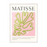 Zestia Beyaz Çerçeveli Tablo Yeşil Kontürlü Yaprak- Matisse Stil Yatak Odası Dekoru Poster 102005, 70 x 100