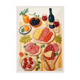 Zestia Beyaz Çerçeveli Tablo, Zengin Kahvaltı ve Meyve Düzeni, Mutfak Dekoru Poster No: 109984 50 x 70