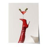 Zestia Çerçevesiz Poster, Kırmızı Çizme ve Martini, Salon Dekoru Poster No: 112513 50 x 70