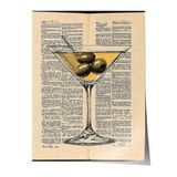 Zestia Çerçevesiz Poster, Martini Kadehi ve Zeytin – Retro Çizim, Mutfak Dekoru Poster No: 111003 50 x 70