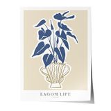 Zestia Çerçevesiz Poster, Mavi Yapraklı Bitki – Lagom Stil, Salon Dekoru Poster No: 100998 30 x 40