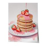 Zestia Çerçevesiz Poster, Pancake Üzerinde Kiraz – Sevimli Stil, Mutfak Dekoru Poster No: 109486 15 x 21