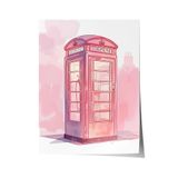 Zestia Çerçevesiz Poster Pembe Telefon Kulübesi – Londra Retro Genç Odası Dekoru Poster 106171, 30 x 40