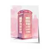 Zestia Çerçevesiz Poster Pembe Telefon Kulübesi – Londra Retro Genç Odası Dekoru Poster 106171, 50 x 70