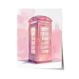 Zestia Çerçevesiz Poster Pembe Telefon Kulübesi – Londra Retro Genç Odası Dekoru Poster 106171, 70 x 100