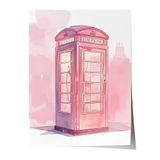 Zestia Çerçevesiz Poster, Pembe Telefon Kulübesi – Londra Retro, Genç Odası Dekoru Poster No: 106171 70 x 100