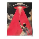 Zestia Çerçevesiz Poster, Pembe UFO ve Figür – Retro-Bilimkurgu, Genç Odası Dekoru Poster No: 109716 70 x 100