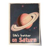 Zestia Çerçevesiz Poster, Satürn ve Tipografi, Retro Uzay Teması Poster No: 107411 15 x 21