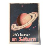 Zestia Çerçevesiz Poster, Satürn ve Tipografi, Retro Uzay Teması Poster No: 107411 70 x 100