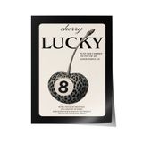 Zestia Poster Lucky Kiraz Leopar Desen Retro Salon Dekoru, 50 x 70