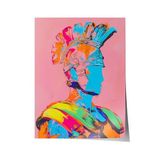 Zestia Premium Poster Fütüristik Renkli Savaşçı Kafası Pop Art Salon Dekoru, 50 x 70