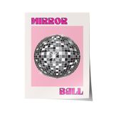 Zestia Premium Poster Pembe Zeminli Disko Topu Modern Retro Sanat Salon Dekoru, 70 x 100