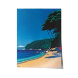 Zestia Premium Poster Tropikal Kıyı ve Ağaçlar Gün Batımı Manzarası Salon Dekoru, 21 x 30