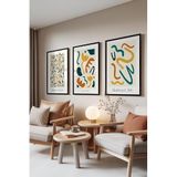 Zestia Siyah Çerçeveli 3’lü Tablo Seti, Matisse Abstract – Renkli Figürler, Ofis Set No: 30092 10 x 15
