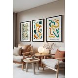 Zestia Siyah Çerçeveli 3’lü Tablo Seti, Matisse Abstract – Renkli Figürler, Ofis Set No: 30092 50 x 70