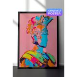 Zestia Siyah Çerçeveli Duvar Tablosu Fütüristik Renkli Savaşçı Kafası Pop Art Salon Dekoru, 21 x 30