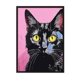 Zestia Siyah Çerçeveli Duvar Tablosu Modern Pop Art Siyah Kedi Salon Dekoru, 70 x 100