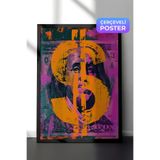 Zestia Siyah Çerçeveli Duvar Tablosu Renkli Dolar Sembolü Pop Art Portre Çalışması Salon Dekoru, 50 x 70