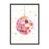 Zestia Siyah Çerçeveli Duvar Tablosu Retro Disko Topu Genç Odası Dekoru, 10 x 15
