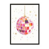 Zestia Siyah Çerçeveli Duvar Tablosu Retro Disko Topu Genç Odası Dekoru, 15 x 21