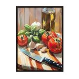 Zestia Siyah Çerçeveli Tablo, Domates ve Mozzarella – Akdeniz Sofrası, Mutfak Dekoru Poster No: 110142 50 x 70