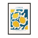 Zestia Siyah Çerçeveli Tablo, Limon Deseni, Mutfak Dekoru, Retro Stil Poster No: 106618 15 x 21