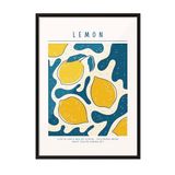 Zestia Siyah Çerçeveli Tablo, Limon Deseni, Mutfak Dekoru, Retro Stil Poster No: 106618 30 x 40