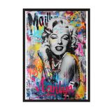 Zestia Siyah Çerçeveli Tablo Marilyn Monroe Graffiti Arka Plan Pop Art Tarzı Poster 106530, 30 x 40