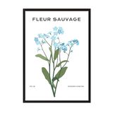Zestia Siyah Çerçeveli Tablo, Mavi Çiçek Dalları – Minimal Botanik, Salon Dekoru Poster No: 100777 70 x 100