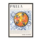 Zestia Siyah Çerçeveli Tablo, Paella Tabağı, Mutfak Dekoru, Mavi Seramik Stil Poster No: 106688 70 x 100
