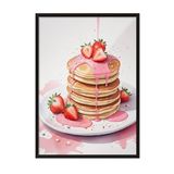 Zestia Siyah Çerçeveli Tablo, Pancake Üzerinde Kiraz – Sevimli Stil, Mutfak Dekoru Poster No: 109486 50 x 70