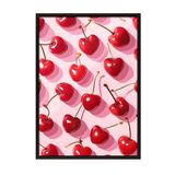 Zestia Siyah Çerçeveli Tablo Parlak Kırmızı Kirazlar – Pop Art Mutfak Dekoru Poster 106187, 30 x 40