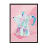 Zestia Siyah Çerçeveli Tablo, Pembe Moka Pot – İtalyan Kahve Makinesi, Mutfak Dekoru Poster No: 108080 30 x 40