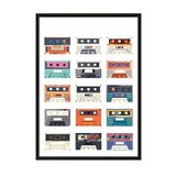 Zestia Siyah Çerçeveli Tablo, Renkli Kaset Çizimi – Retro Tarz, Genç Odası Dekoru Poster No: 108055 21 x 30