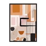 Zestia Siyah Çerçeveli Tablo, Retro Geometrik Desen – Modern Tasarım, Ofis Dekoru Poster No: 112837 50 x 70
