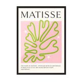 Zestia Siyah Çerçeveli Tablo Yeşil Kontürlü Yaprak- Matisse Stil Yatak Odası Dekoru Poster 102005, 21 x 30