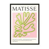 Zestia Siyah Çerçeveli Tablo Yeşil Kontürlü Yaprak- Matisse Stil Yatak Odası Dekoru Poster 102005, 30 x 40