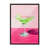 Zestia Siyah Çerçeveli Tablo, Yeşil Martini Bardak İllüstrasyonu, Mutfak Dekoru Poster No: 107990 21 x 30
