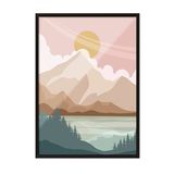 Zestia Siyah Çerçeveli Tablo, Yeşil Tonlarda Minimal Doğa Manzarası, Salon Dekoru Poster No: 107956 30 x 40