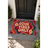 Zeta Halı Good Vibes Only Boho Retro Dekoratif Kapı Önü Paspası - Kırmızı - 60 x 100 cm