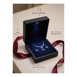 Zeta Jewel 925 Ayar Gümüş Tanzanit Taşlı Kolye Küpe Seti Işıklı Hediye Kutulu Şık Takı