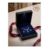 Zeta Jewel 925 Ayar Gümüş Zümrüt Taşlı Kolye Küpe Seti Işıklı Hediye Kutulu Şık Takı