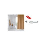 Zethome Banyo Duş Perdesi 0010 Bej 120x200 Perde Borusu Askı Aparatı 90x130 Hediyeli
