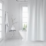 Zethome Banyo Duş Perdesi 0010 Beyaz 120x200 Perde Borusu Askı Aparatı 90x130 Hediyeli