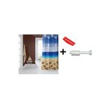 Zethome Banyo Duş Perdesi 10019 120x200 Perde Borusu Askı Aparatı 90x130 Hediyeli